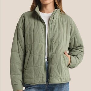 Z Supply Quilted Puffer Jacket in Sage